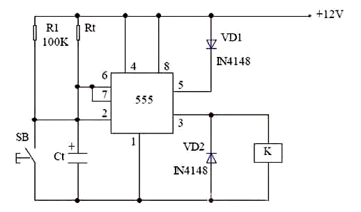 延時電路圖，555延時電路圖設(shè)計分享-KIA MOS管